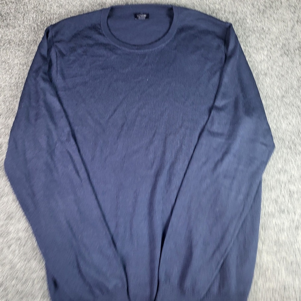 J.Crew Mens Navy Blue Merino Wool Blend Crewneck Sweater Size Large Tall LT